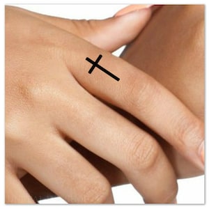 Temporary Tattoo Cross Finger Fake Tattoos Thin Durable