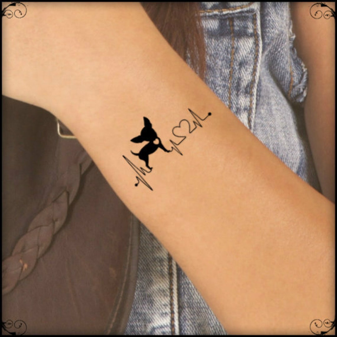 Temporary Tattoo 2 Chihuahua Heart Fake Tattoos - Etsy