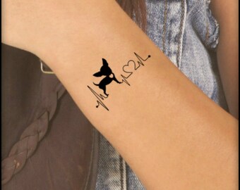 Temporary Tattoo 2 Chihuahua Heart Fake Tattoos - Etsy