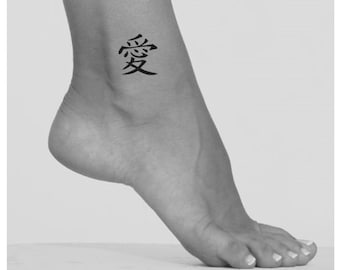 Love Japanese Tattoo 3 Symbol TemporaryTattoos