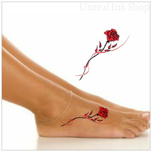 Temporary Tattoo 2 Rose Waterproof Ultra Thin Realistic Fake Tattoos