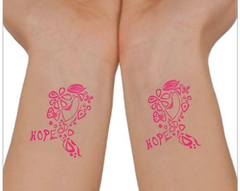 Breast Cancer Awareness Temporary Tattoo 2 Wrist Tattoos - Etsy Breast Cancer Awareness Temporary Tattoo 2 Wrist Tattoos - Etsy