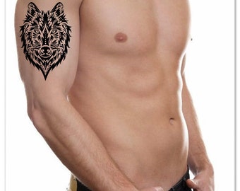 Temporary Tattoo Wolf Fake Tattoo Thin Durable