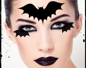 Temporary Tattoo Bat Eyes Halloween Costume Face Bats Fake Tattoos Realistic Thin Durable