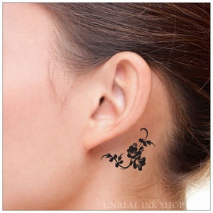 Temporary Tattoo 2 Flower Neck  Tattoos