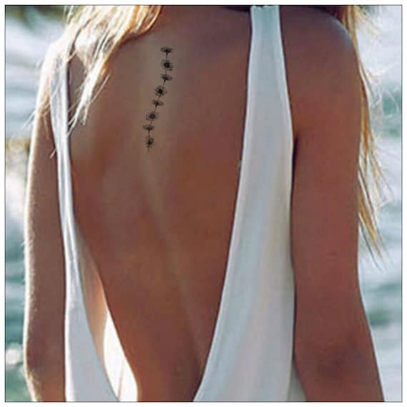 Colonne Vertébrale Fleur Tatouage Temporaire 2 Tatouages