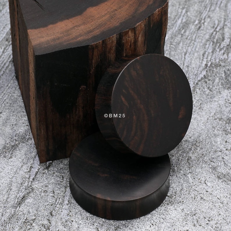 A Pair of Tiger Ebony Wood Double Flared Plug