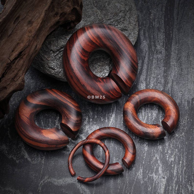 A Pair of Rosewood Hoop Hanger Plug