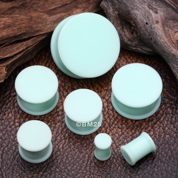 A Pair Of Soft Pastel Silicone Double Flared Plug-Mint Green