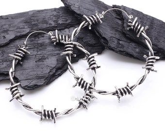 A Pair of Grunge Barbed Wire Plug Hoop Earring