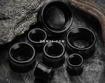 A Pair of Black Onyx Stone Double Flared Eyelet Plug