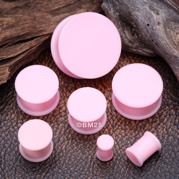 A Pair Of Soft Pastel Silicone Double Flared Plug-Pink