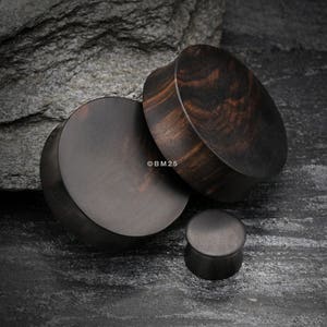 A Pair of Tiger Ebony Wood Double Flared Plug