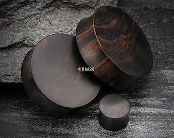 A Pair of Tiger Ebony Wood Double Flared Plug