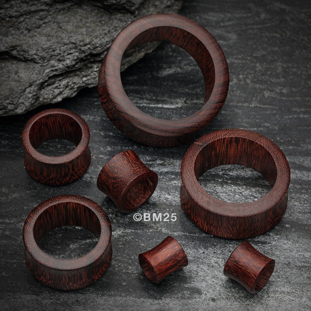 0 Gauge Earrings In Mm Pair Of Teak Wood 2-Tone Double Flared Flesh Tunnel Piercing Jewelry Stretcher Ear Plug Earring Lobe Wood Gauges - Foto 7
