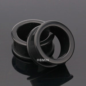 A Pair of Flexible Silicone Double Flared Ear Gauge Tunnel Plug-Black