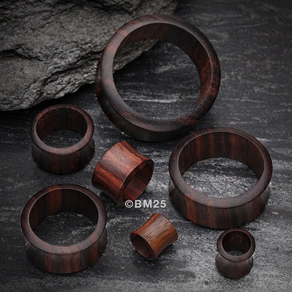 A Pair of Rosewood Double Flared Tunnel Plug