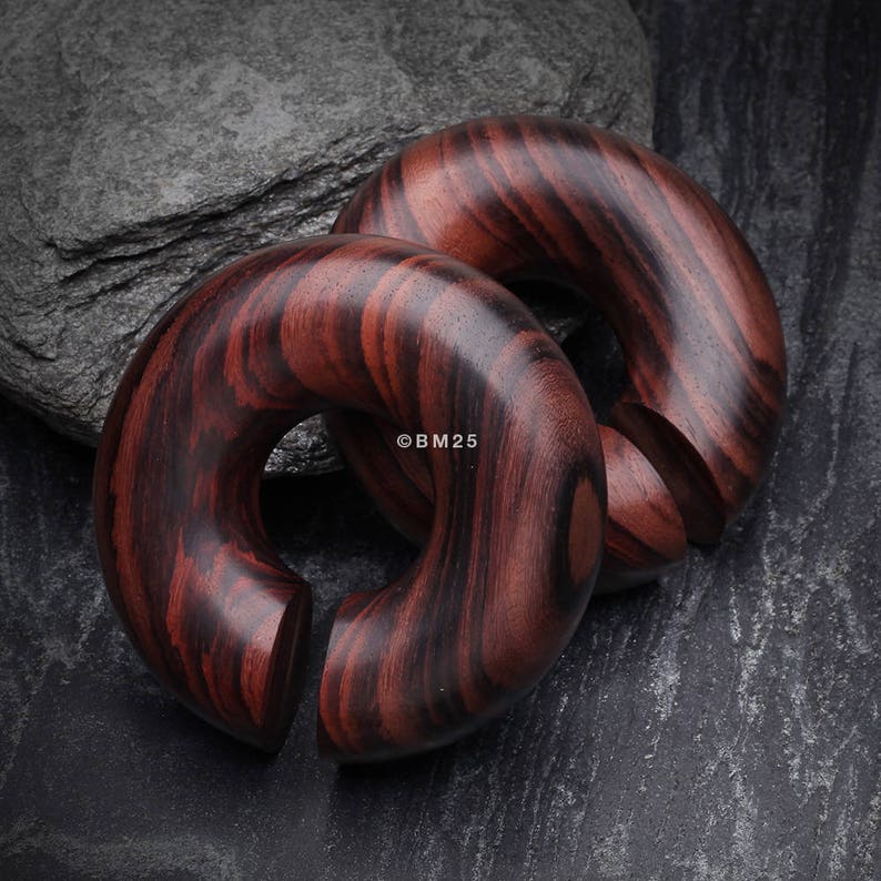 A Pair of Rosewood Hoop Hanger Plug