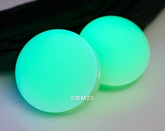 A Pair of Glow in the Dark Solid Silicone Double Flared Plug