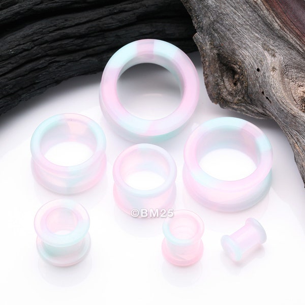 A Pair of Milky Way Camo Flexible Silicone Double Flared Tunnel Plug