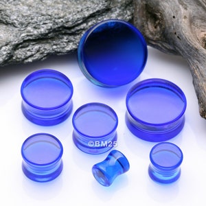 A Pair Of Flat Glass Double Flared Plug-Blue