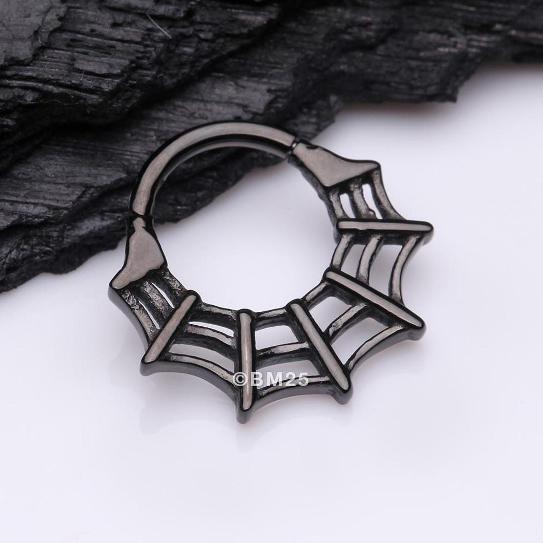 Blackline Venomous Spider  Steel Seamless Clicker Hoop Ring Etsy