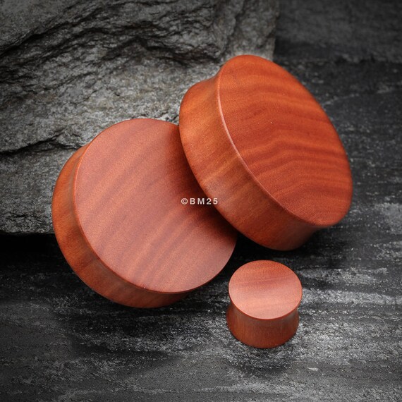 Pair Crushed Turquoise Stone Set In Organic Wood Saddle Ear Plugs Fr 2G ~ 1/"