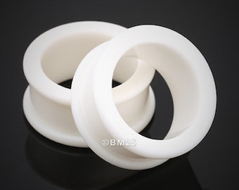 A Pair of Flexible Silicone Double Flared Ear Gauge Tunnel Plug-White