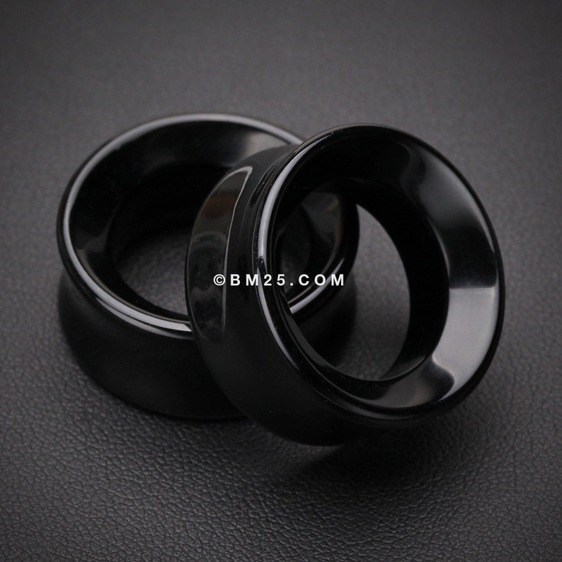 A Pair of Black Onyx Stone Double Flared Eyelet Plug 