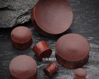 A Pair of Concave Dark Tamarind Wood Double Flared Plug