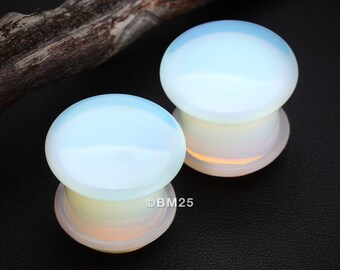 A Pair of Opalite Convex Stone Single Flared Plug