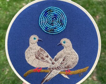 Mourning Doves with Blue Moon