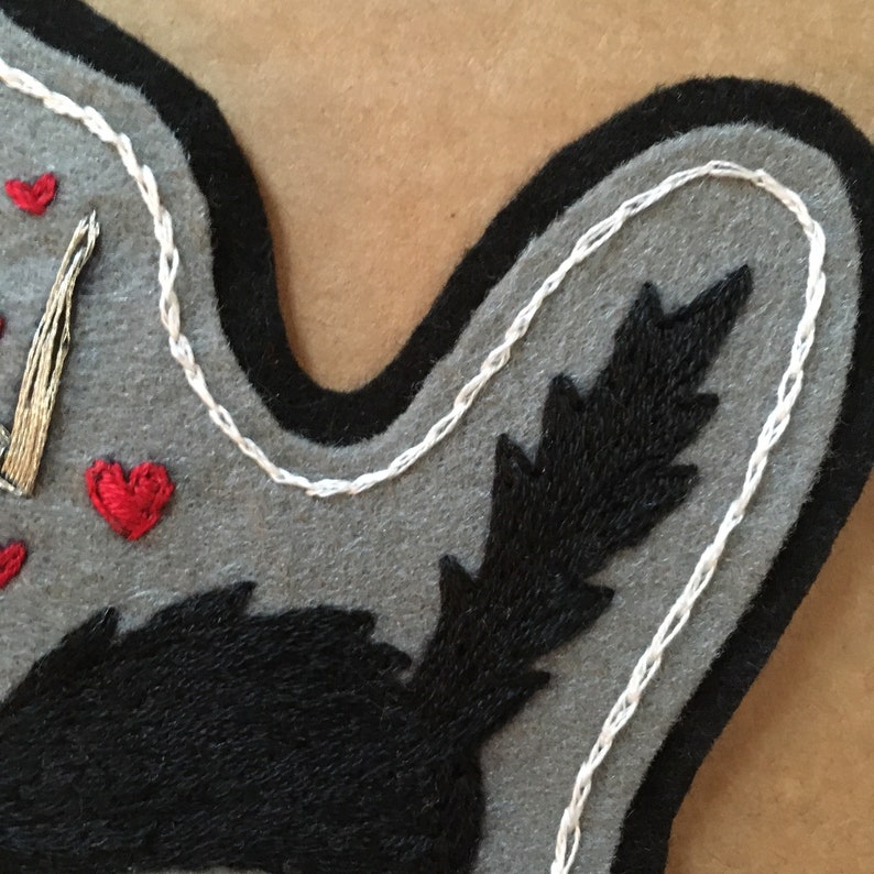 Lovestruck Black Cat handmade patch