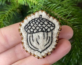 Embroidered Acorn Pin
