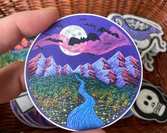 Batty Mountainscape Sticker