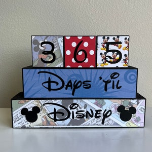 Disney Vacation Countdown Blocks - Days Until Disney Sign - Wooden Trip Countdown - Disney Room Decor- Reusable Travel Gift