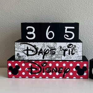 Blocs compte à rebours Disney Vacations - Panneau de voyage en bois réutilisable
