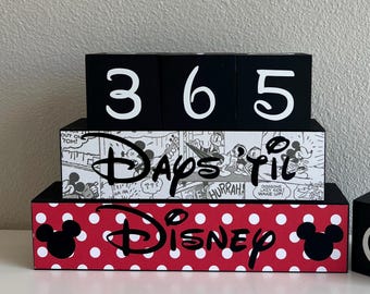 Disney Vacation Countdown Blocks – Reusable Wooden Trip Sign