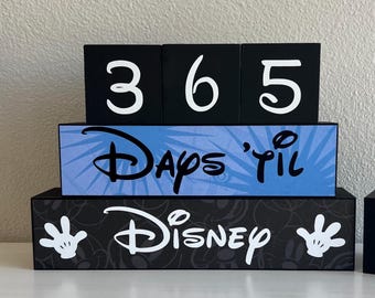Disney Vacation Countdown Blocks – Reusable Wooden Trip Sign