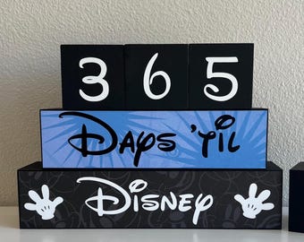 Disney Vacation Countdown Blocks – Reusable Wooden Trip Sign