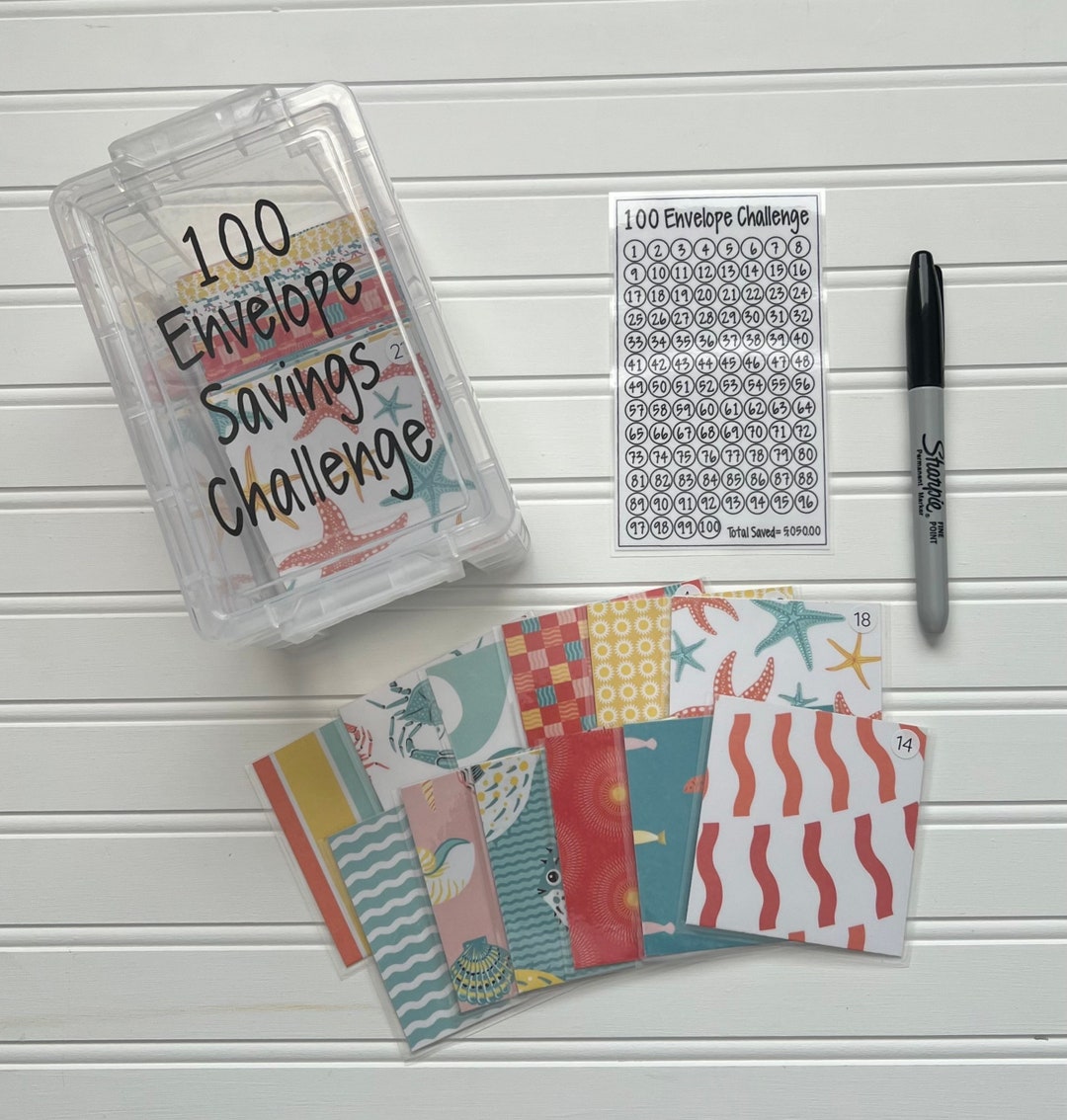100 Envelope Savings Challenge Box, 100 Day Savings Challenge, Savings ...