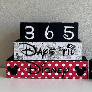 Disney Vacation Countdown Blocks - Days Until Disney Sign - Wooden Trip Countdown - Disney Room Decor- Reusable Travel Gift