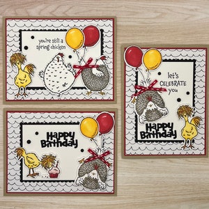 Happy Birthday cards, let’s celebrate you, you’re still a spring chicken, Stampin&#39; up! Hey Chick and Hey Birthday Chick stamp set.