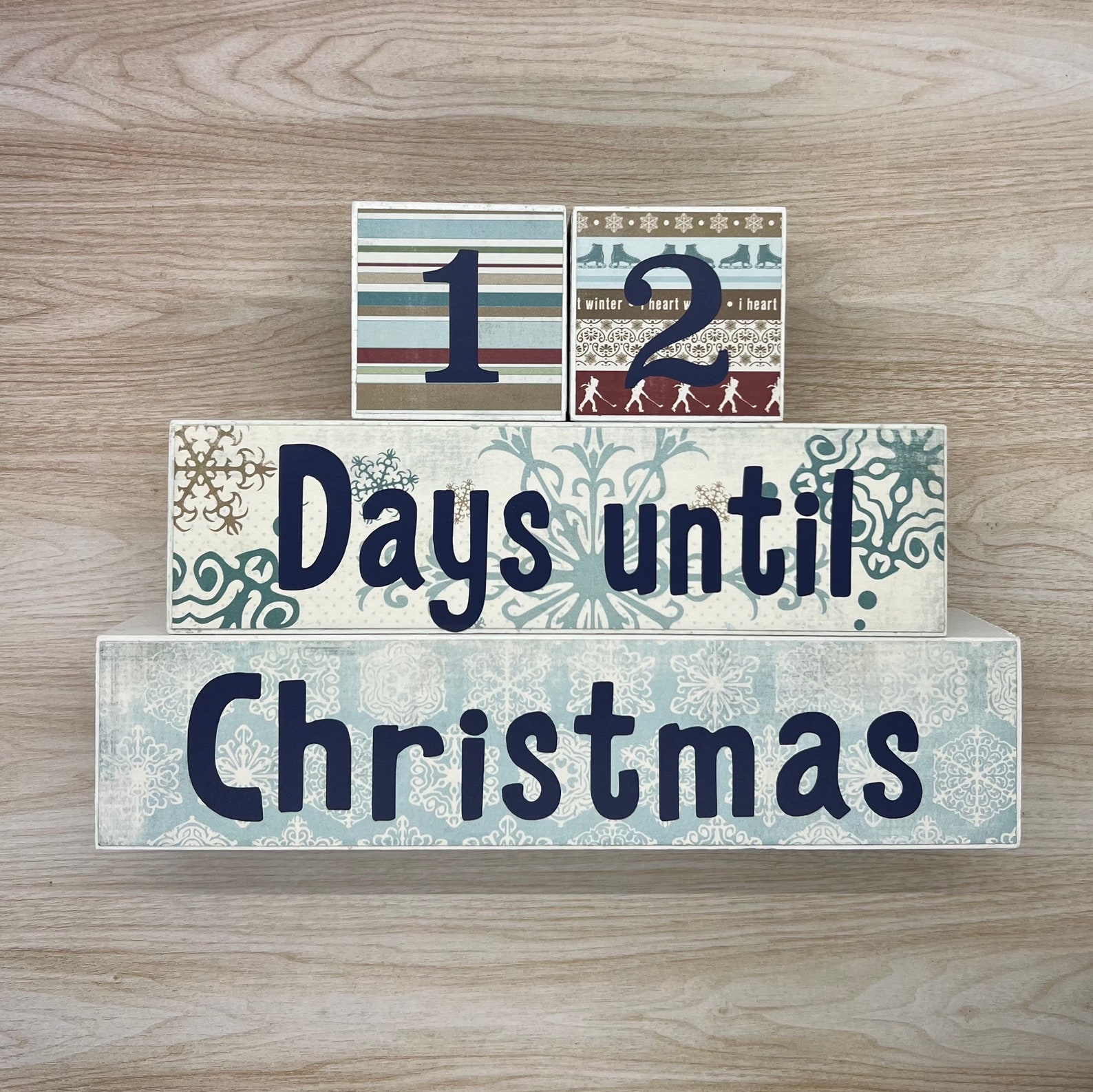 Christmas Countdown Wood Blocks - Etsy