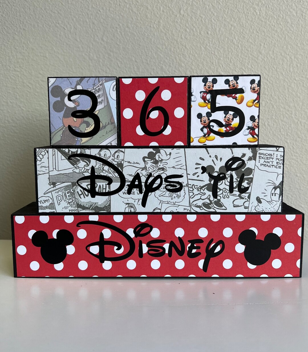 Disney Countdown Blocks Four Cube Set With Days 'til and Disney Block ...