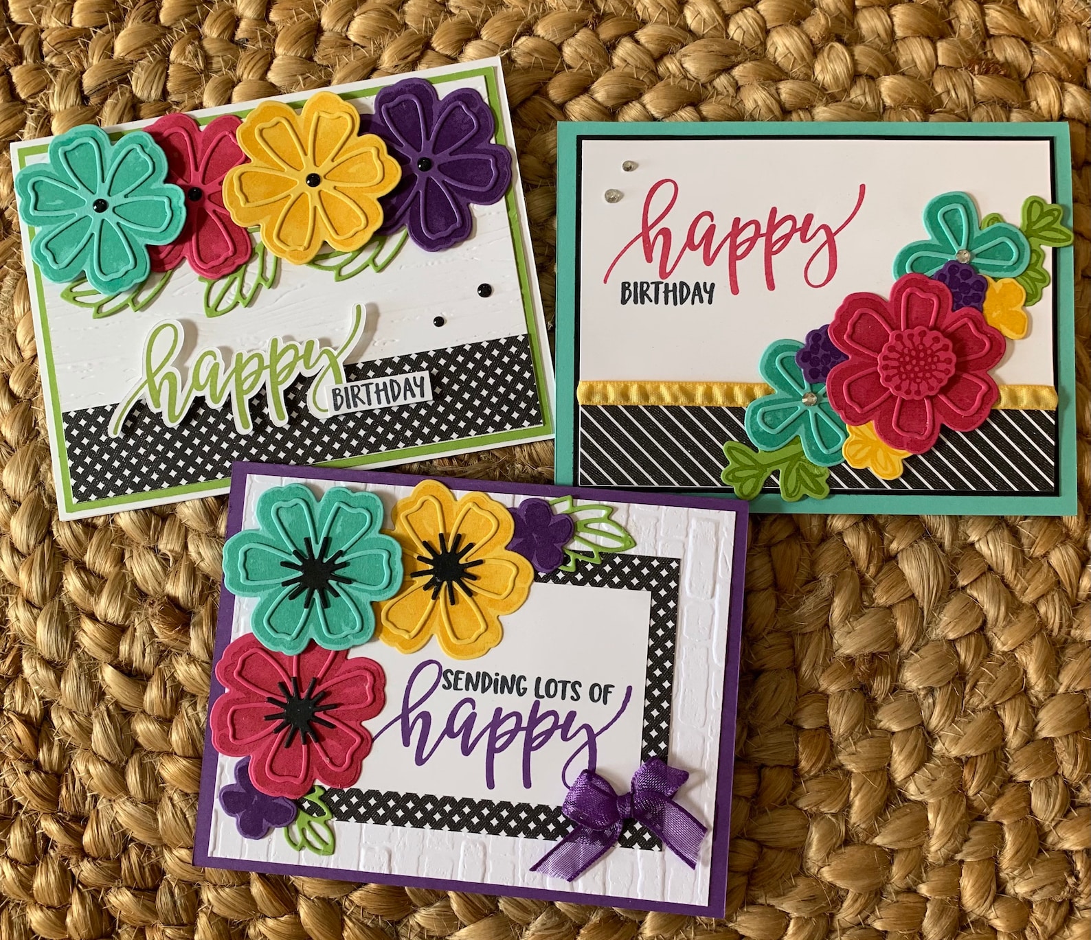 Happy Birthday Cards Sending Lots of Happy Set of Three | Etsy