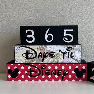 Disney Vacation Countdown Blocks - Days Until Disney Sign - Wooden Trip Countdown - Disney Room Decor- Reusable Travel Gift