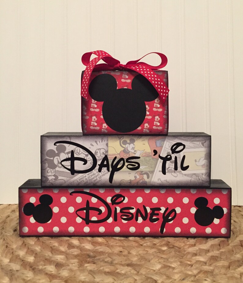 Disney vacation chalkboard countdown wood blocks Etsy