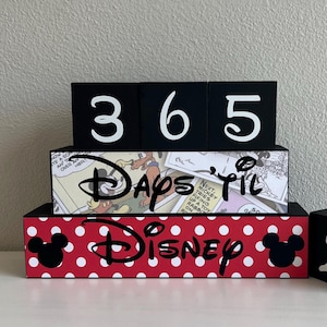 Disney Vacation Countdown Blocks - Days Until Disney Sign - Wooden Trip Countdown - Disney Room Decor- Reusable Travel Gift