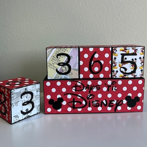 Disney Vacation Countdown Blocks - Days Until Disney Sign - Wooden Trip Countdown - Disney Room Decor- Reusable Travel Gift